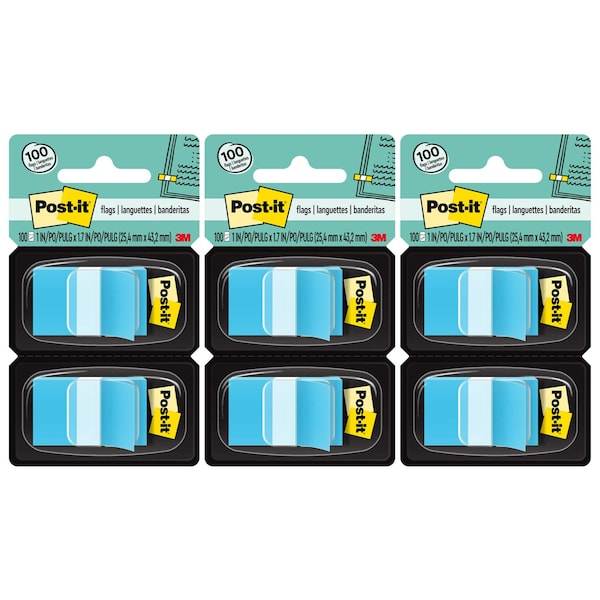 Post-It Flags - Blue, 50/Dispenser, 2 Dispenser/Pack, 3 Packs, 300PK 680-BB2 - main